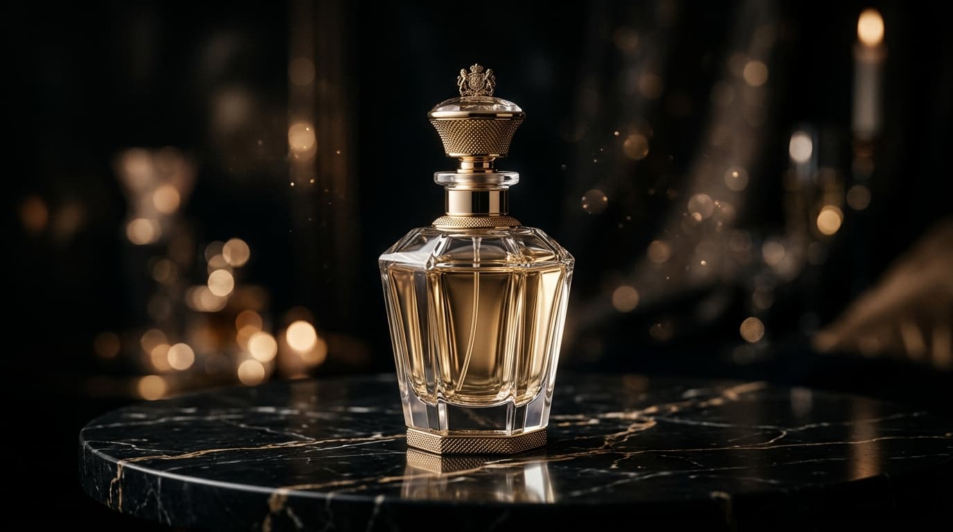 Luxury fragrance bottle on marble